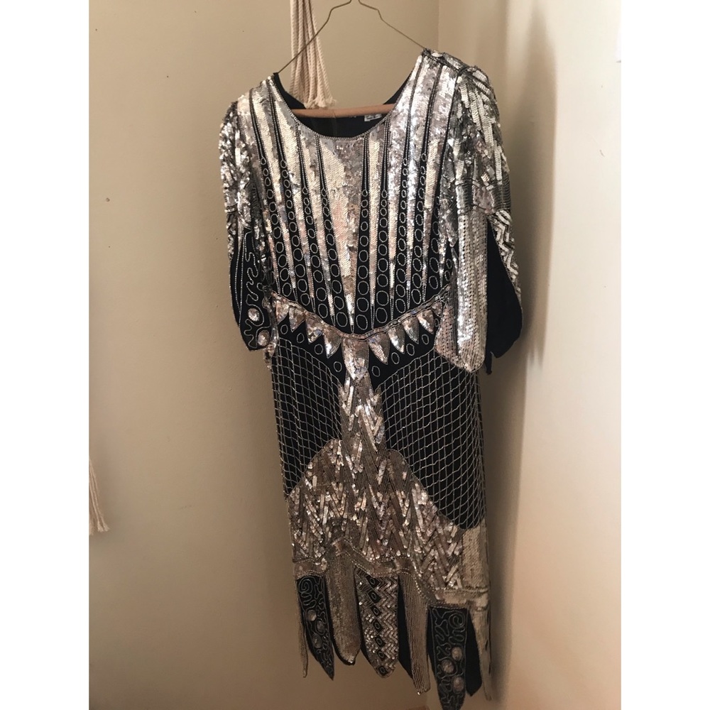 Vintage sequin & beaded statement dress